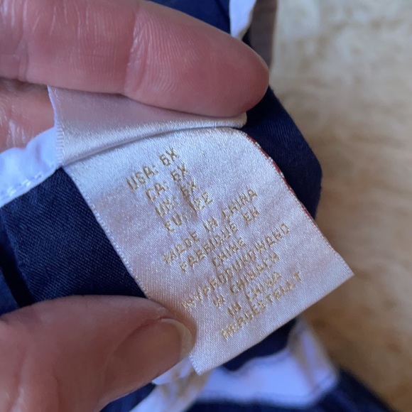 Navy Dress Keyhole Back Free Bow Sz 6X - Picture 9 of 11